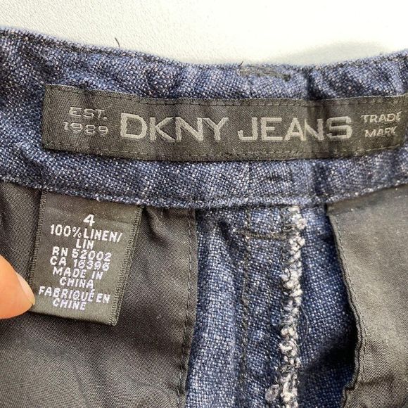 DKNY 100% Linen Dark Blue Cargo Pant - Picture 6 of 6
